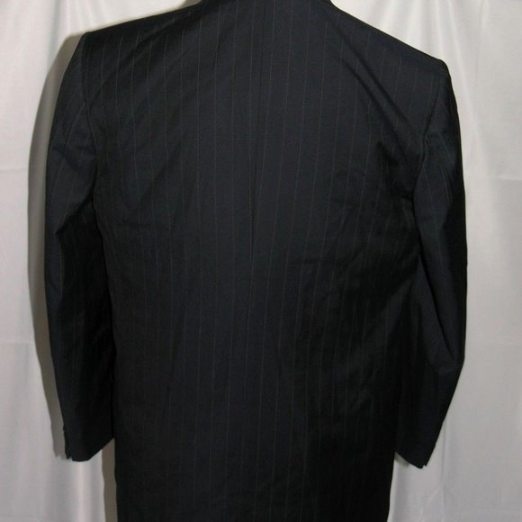 Brioni Two Button Hand Tailored Vintage Blue Stripe Two Button Suit Jacket 42L